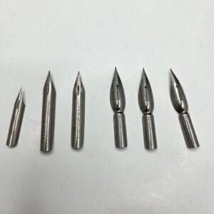 Esterbrook Spencerian Dip Pen Nib Lot 6pc Vintage Calligraphy Steel Nibs Silver